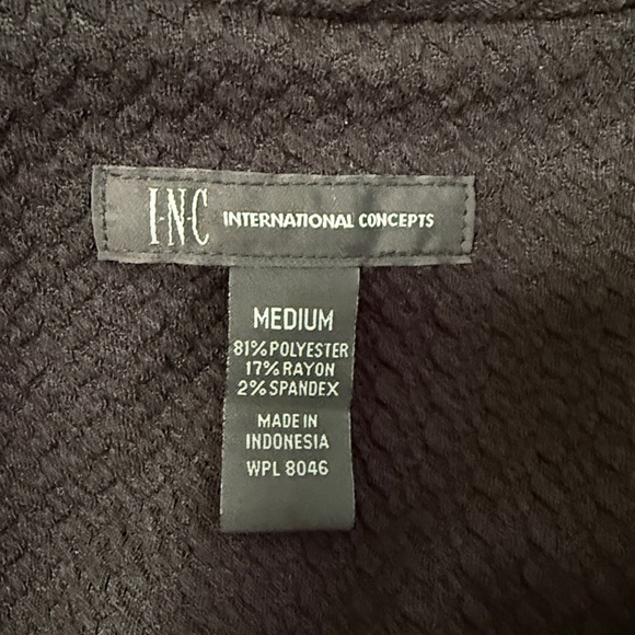 INC Black Textured Knit Waterfall Blazer w/ Rhinestone Zip Pockets Size M EUC - Picture 2 of 6